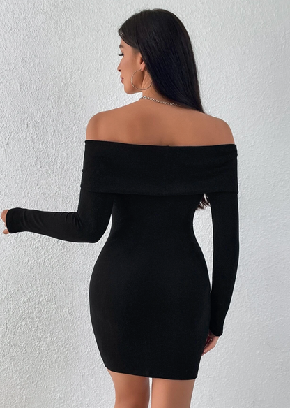 Midnight Noir Off-Shoulder Dress