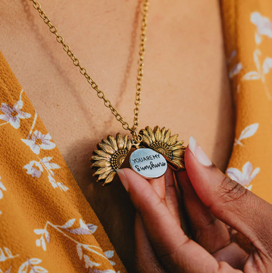 Golden Sunflower Pendant Necklace