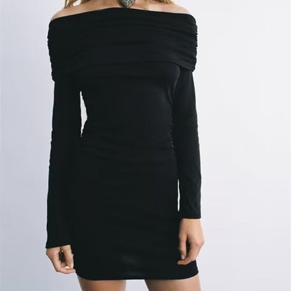 Midnight Noir Off-Shoulder Dress